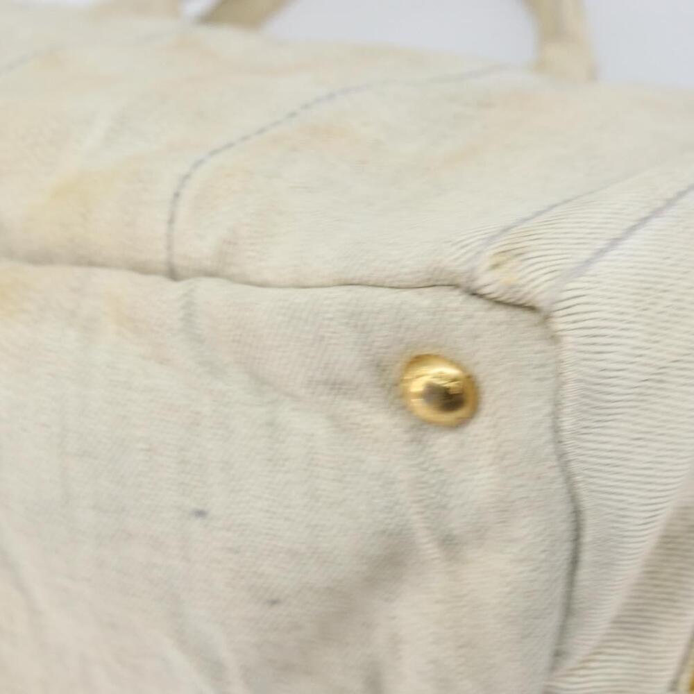 PRADA Canapa MM Hand Bag Canvas Gray Gold Auth 151445 - Picture 15 of 16